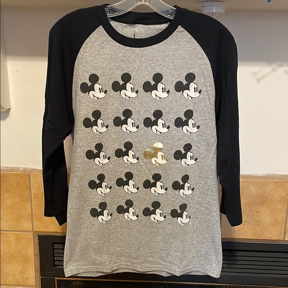 Disney Mickey Mouse Kids Raglan Shirt - Gray and Black (size S)